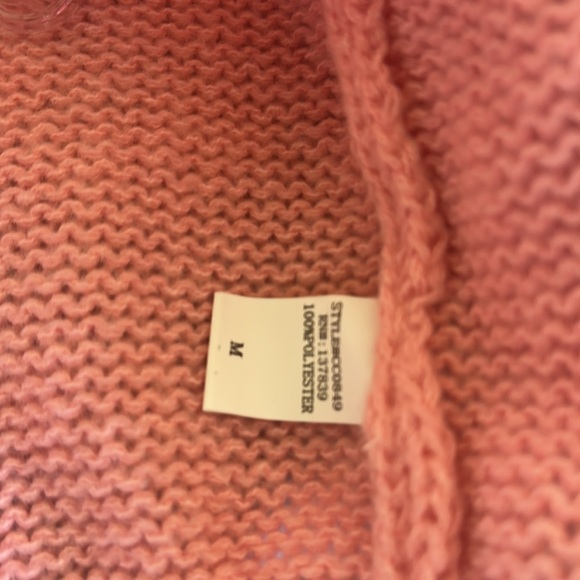 NWT LUNA IVY Heart 3D Knitted Chunky Cardigan Sweater Pink Red Open Front - Picture 9 of 9